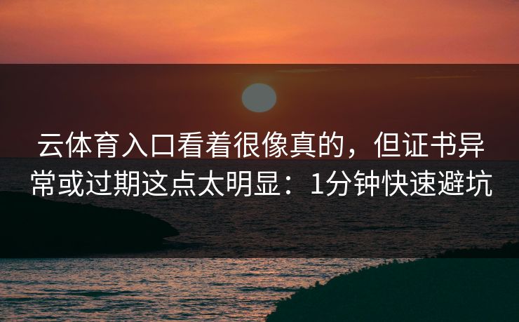 云体育入口看着很像真的,但证书异常或过期这点太明显:1分钟快速避坑 云体育入口看着很像真的,但证书异常或过期这点太明显:1分钟快速避坑