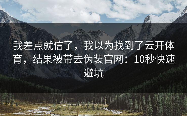 我差点就信了,我以为找到了云开体育,结果被带去伪装官网:10秒快速避坑 我差点就信了,我以为找到了云开体育,结果被带去伪装官网:10秒快速避坑