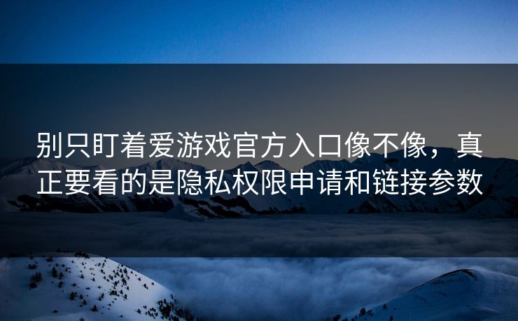 别只盯着爱游戏官方入口像不像,真正要看的是隐私权限申请和链接参数 别只盯着爱游戏官方入口像不像,真正要看的是隐私权限申请和链接参数